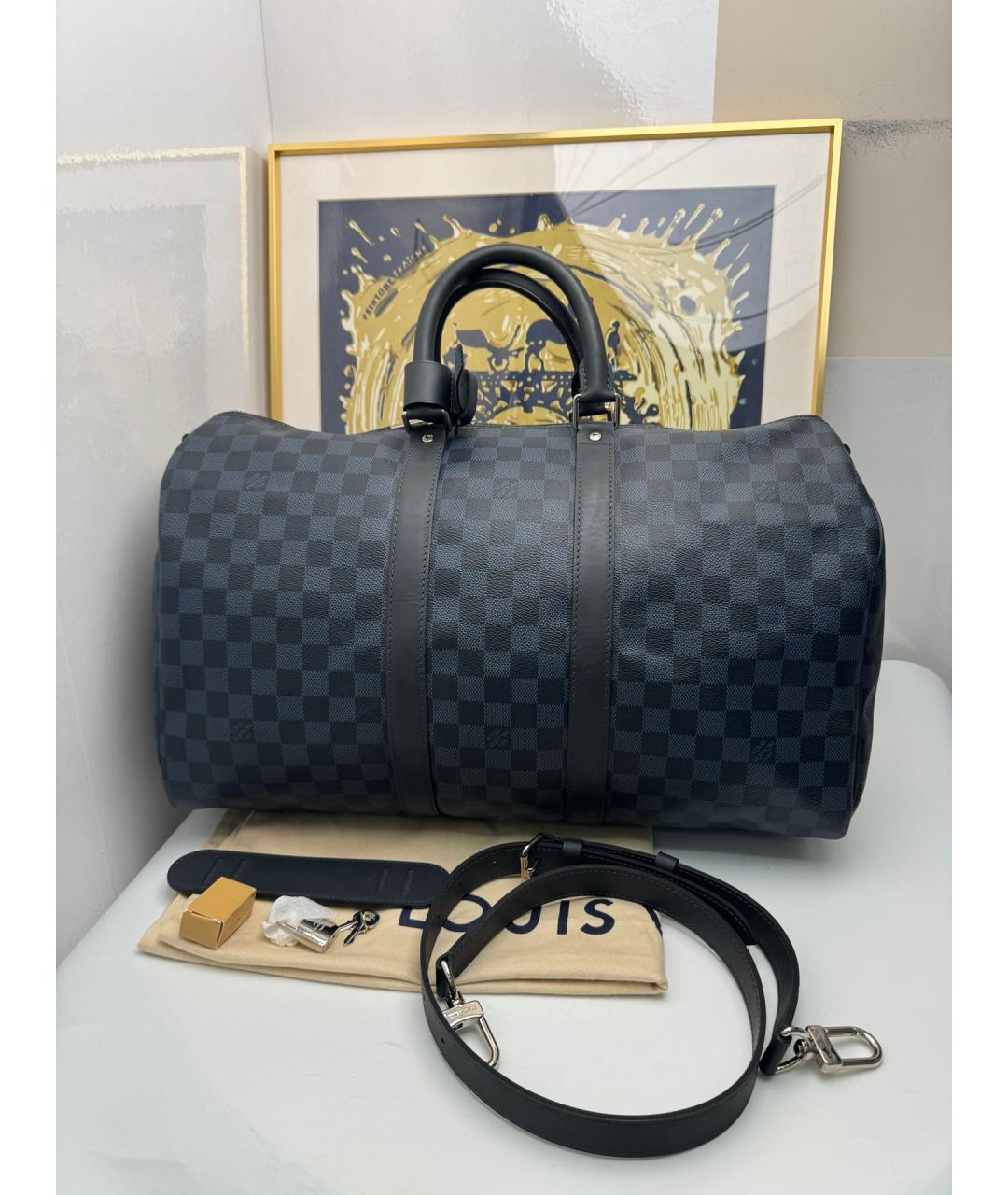 LOUIS VUITTON Синяя кожаная дорожная/спортивная сумка, фото 3