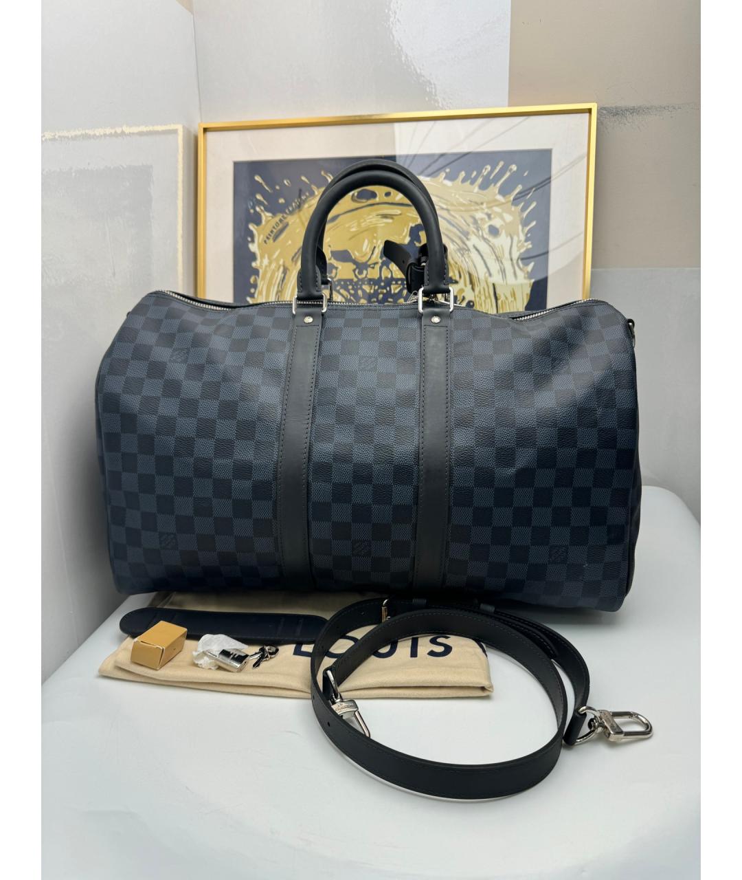 LOUIS VUITTON Синяя кожаная дорожная/спортивная сумка, фото 2