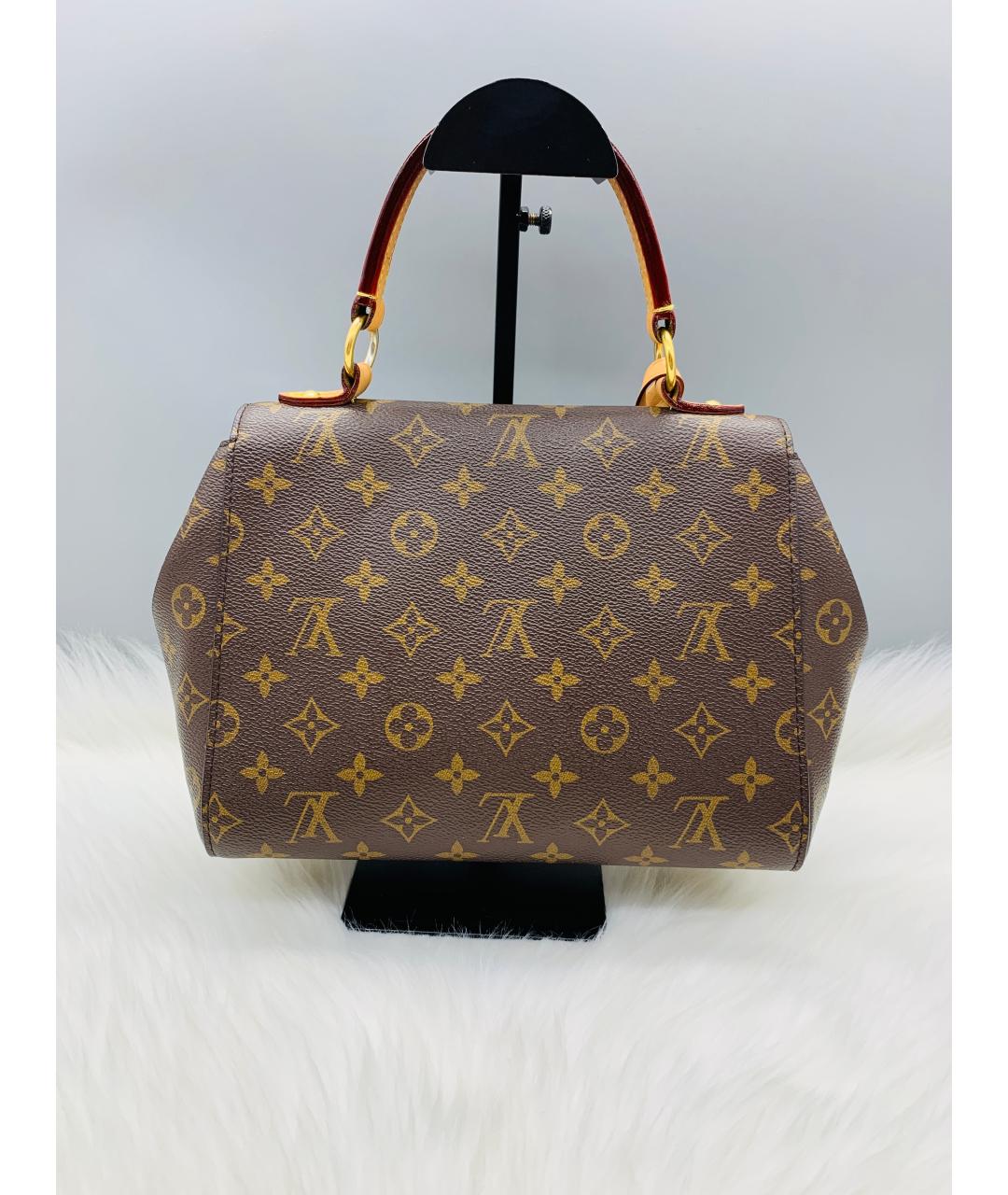 LOUIS VUITTON Коричневая кожаная сумка с короткими ручками, фото 3