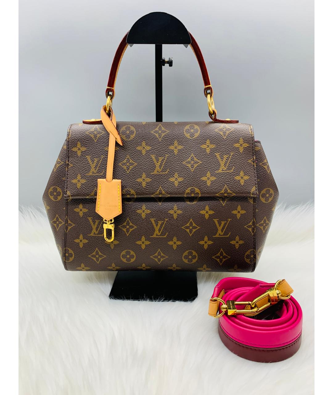 LOUIS VUITTON Коричневая кожаная сумка с короткими ручками, фото 8