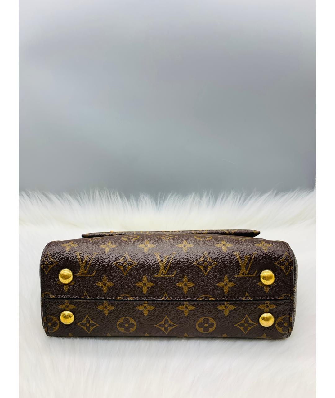 LOUIS VUITTON Коричневая кожаная сумка с короткими ручками, фото 6