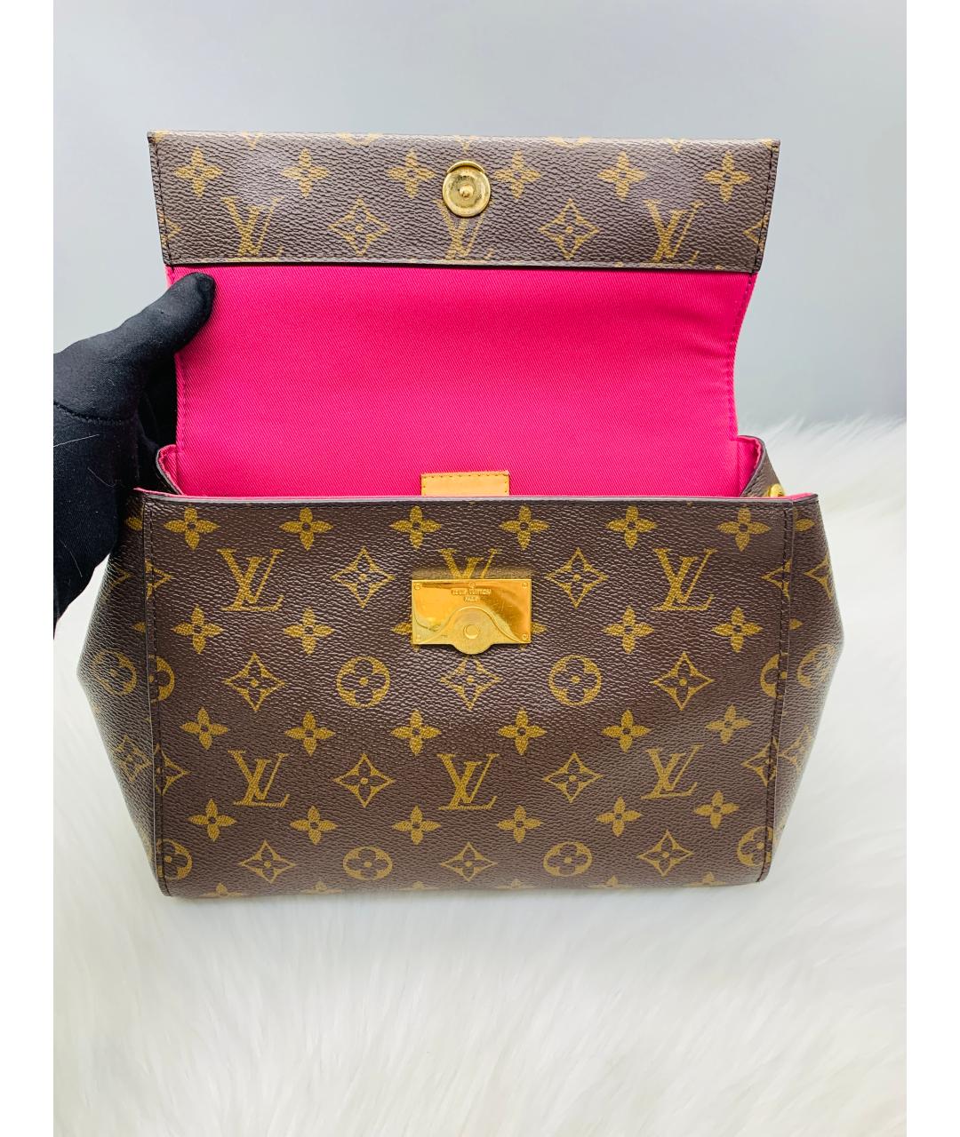 LOUIS VUITTON Коричневая кожаная сумка с короткими ручками, фото 5