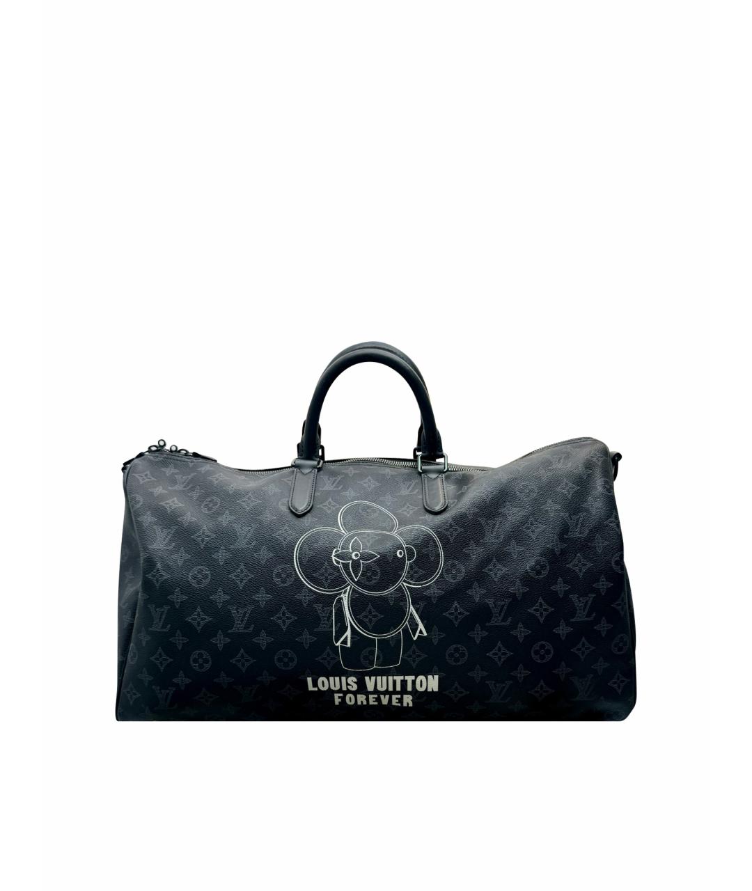 LOUIS VUITTON Черная кожаная дорожная/спортивная сумка, фото 1