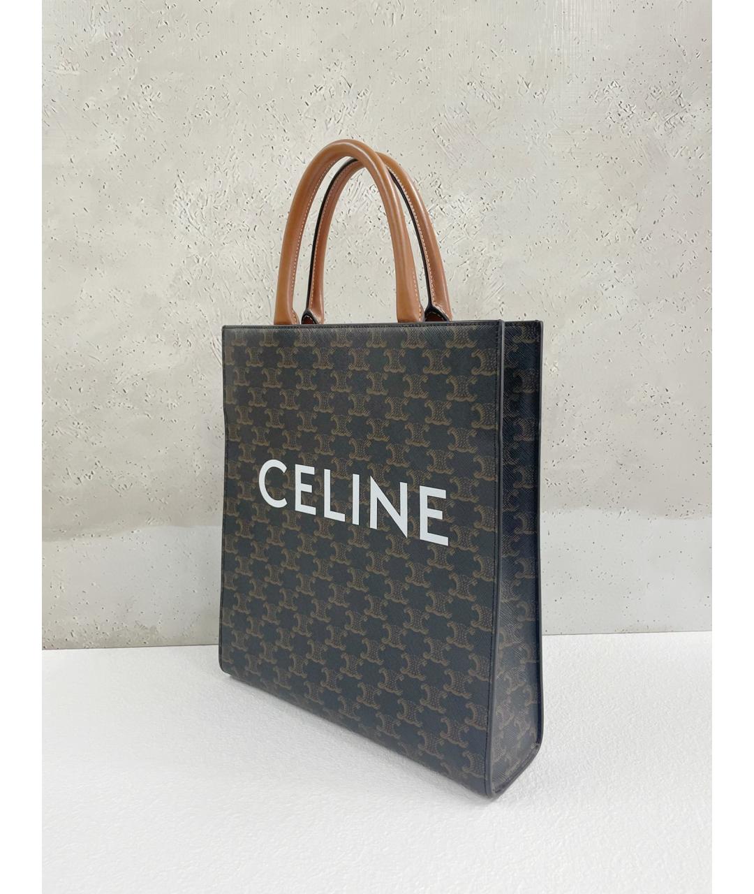 CELINE Коричневая кожаная сумка через плечо, фото 4