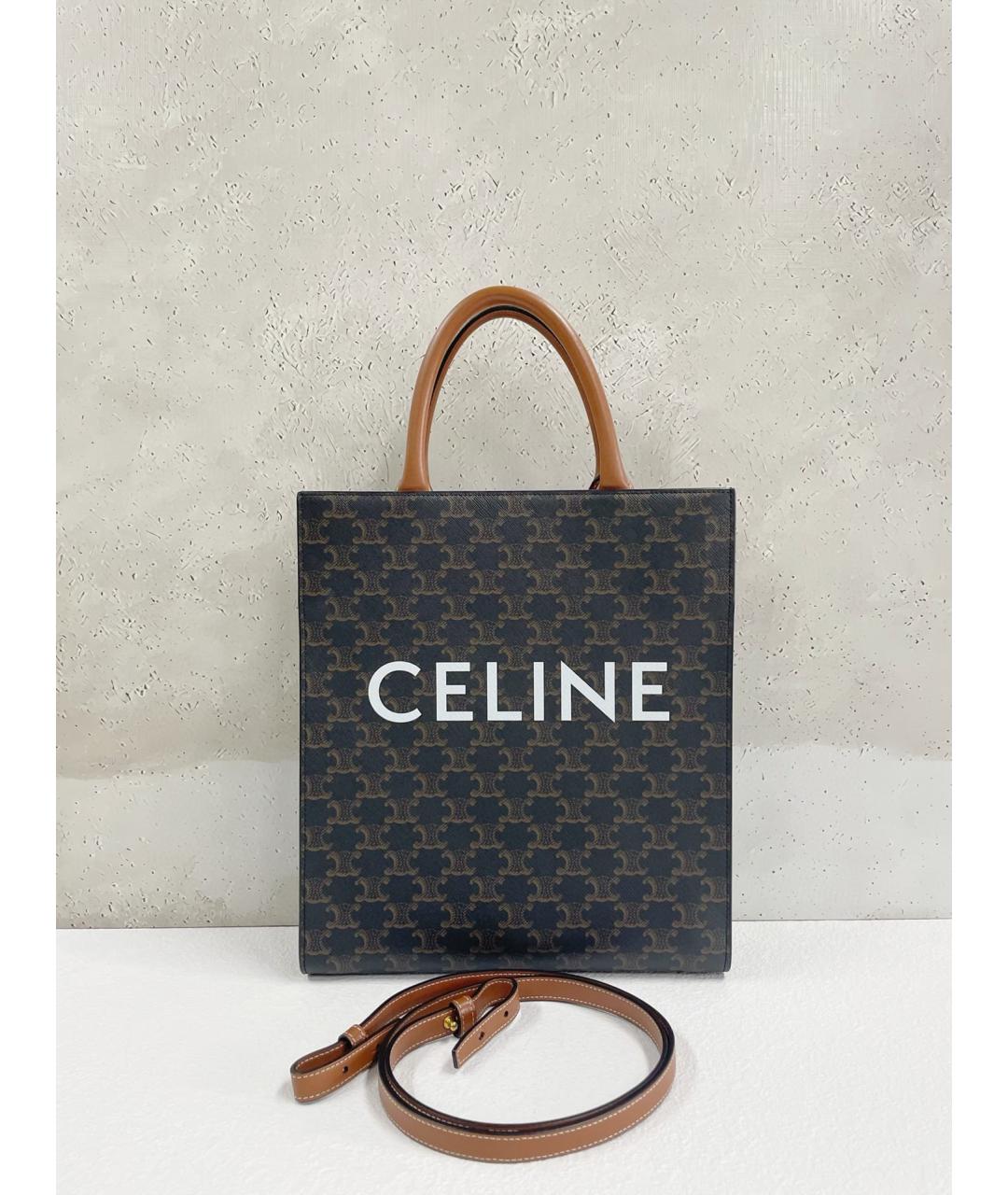 CELINE Коричневая кожаная сумка через плечо, фото 6