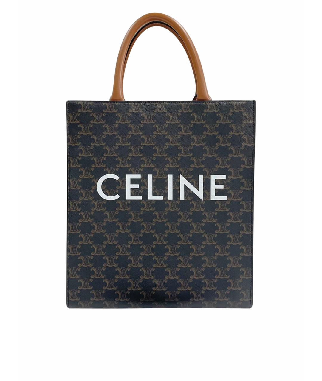 CELINE Коричневая кожаная сумка через плечо, фото 1