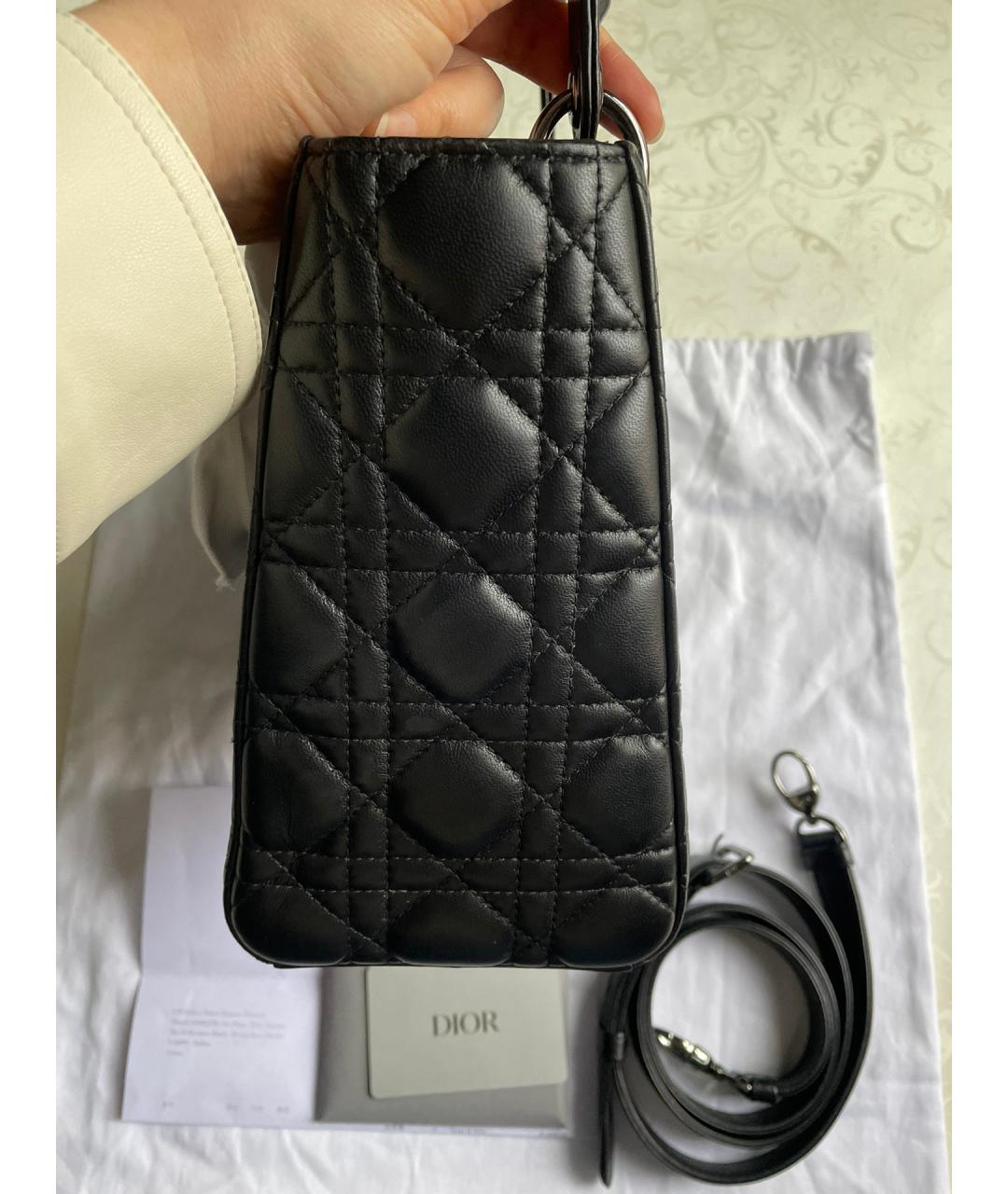 CHRISTIAN DIOR Черная кожаная сумка с короткими ручками, фото 4