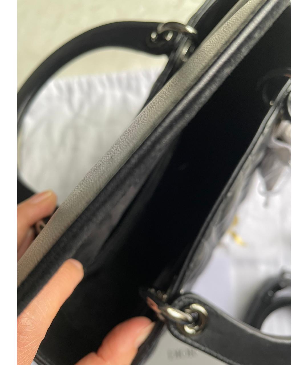 CHRISTIAN DIOR Черная кожаная сумка с короткими ручками, фото 6