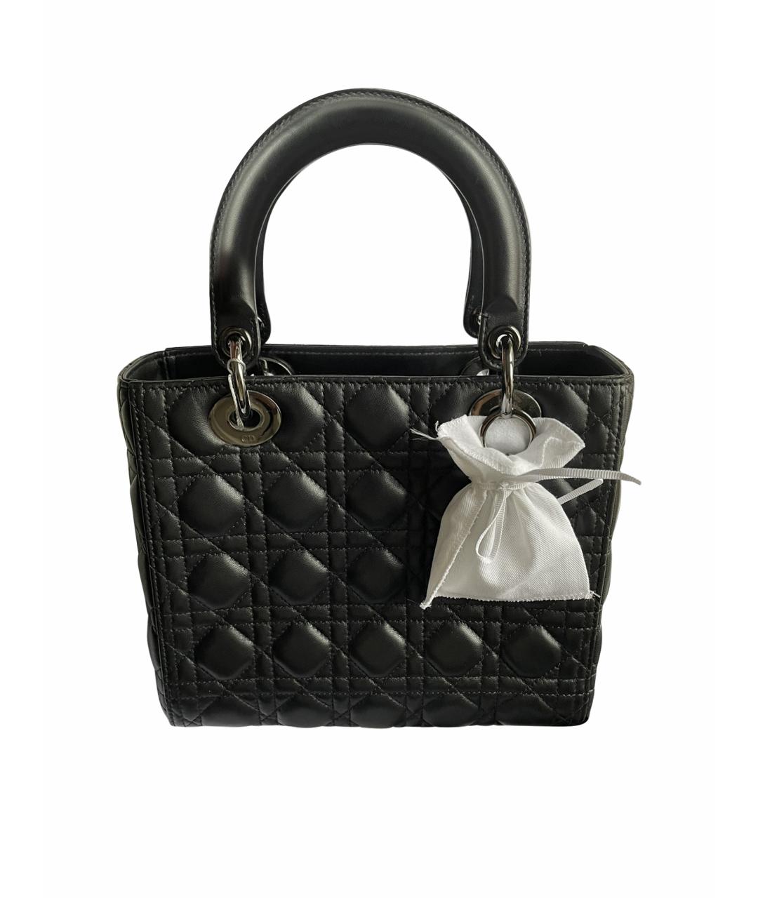 CHRISTIAN DIOR Черная кожаная сумка с короткими ручками, фото 1