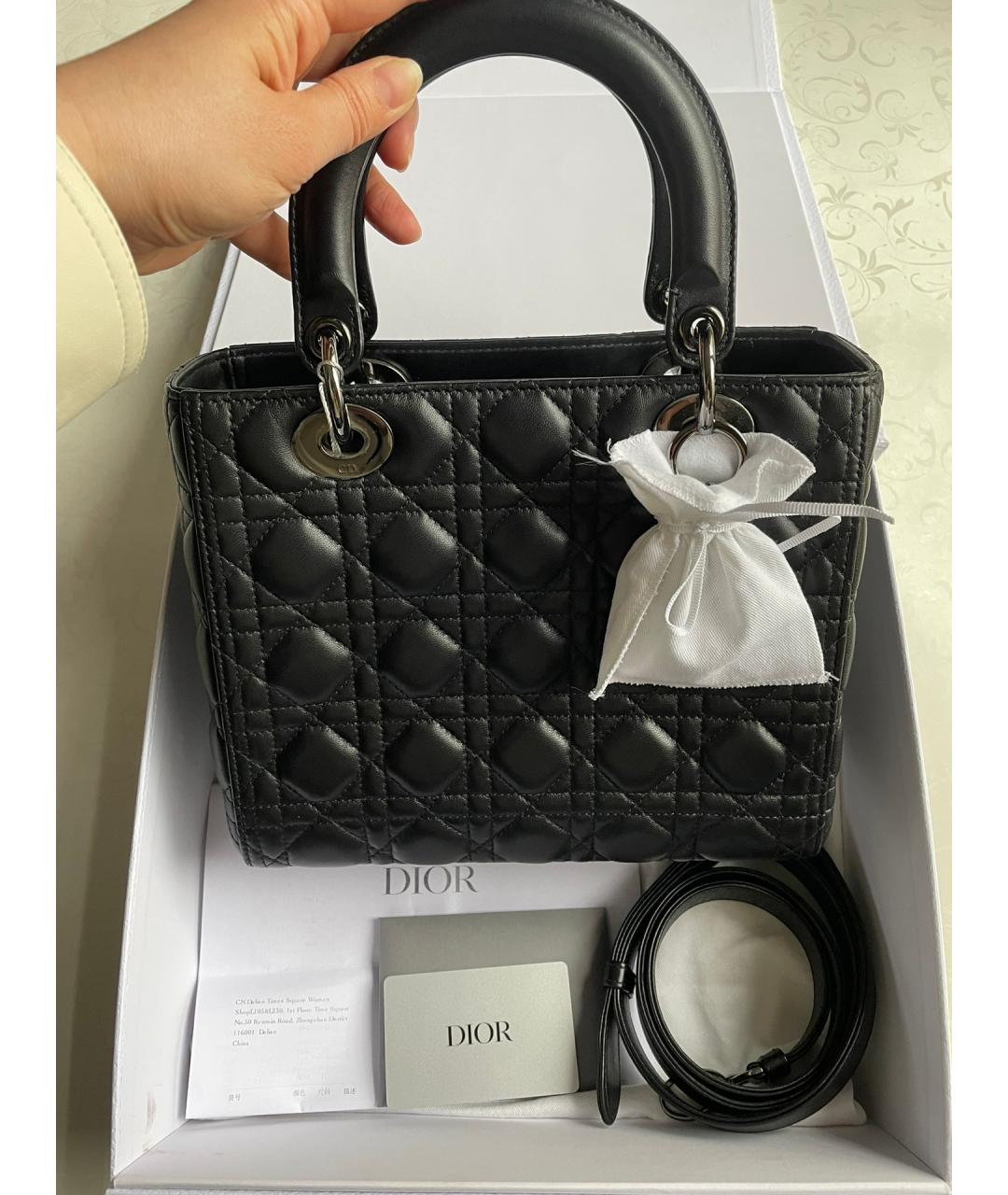 CHRISTIAN DIOR Черная кожаная сумка с короткими ручками, фото 7