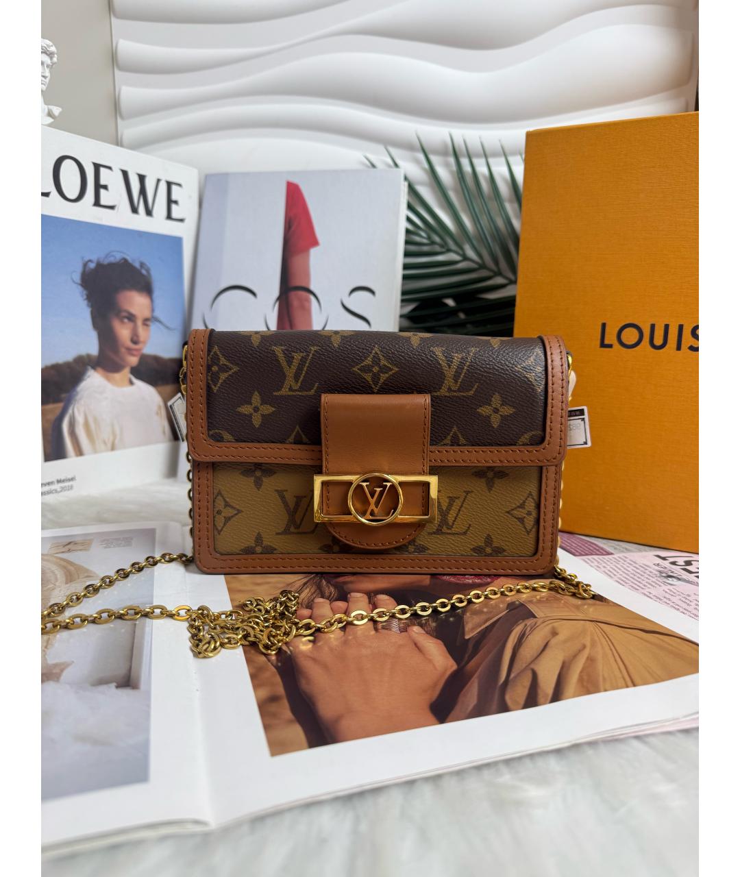 LOUIS VUITTON Коричневая кожаная сумка с короткими ручками, фото 6