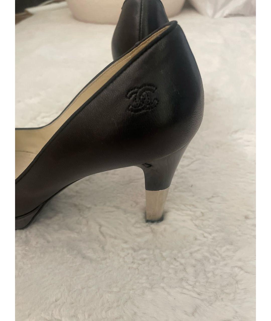 CHANEL Черные кожаные туфли, фото 5
