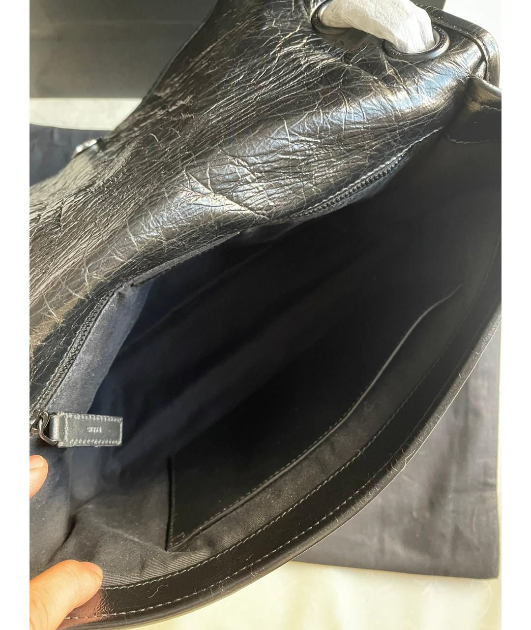 SAINT LAURENT Черная кожаная сумка через плечо, фото 6