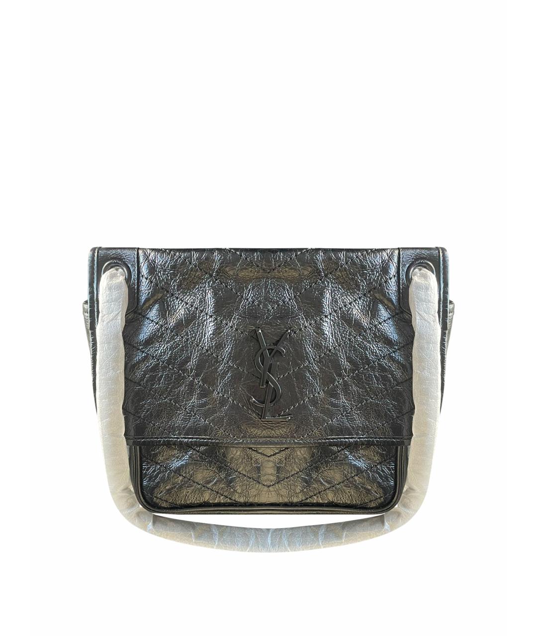 SAINT LAURENT Черная кожаная сумка через плечо, фото 1