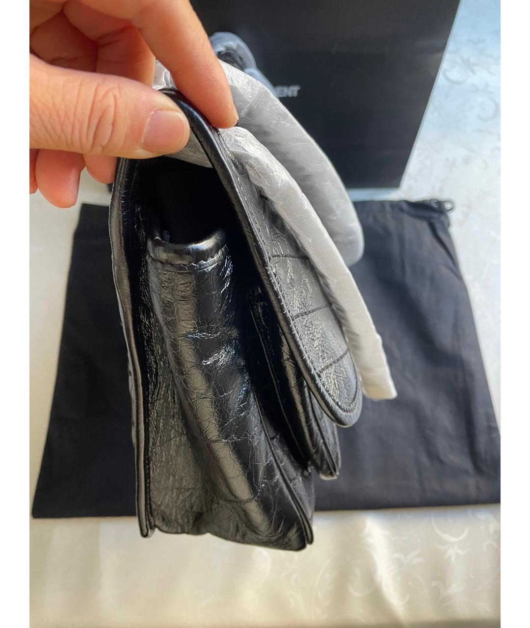 SAINT LAURENT Черная кожаная сумка через плечо, фото 5