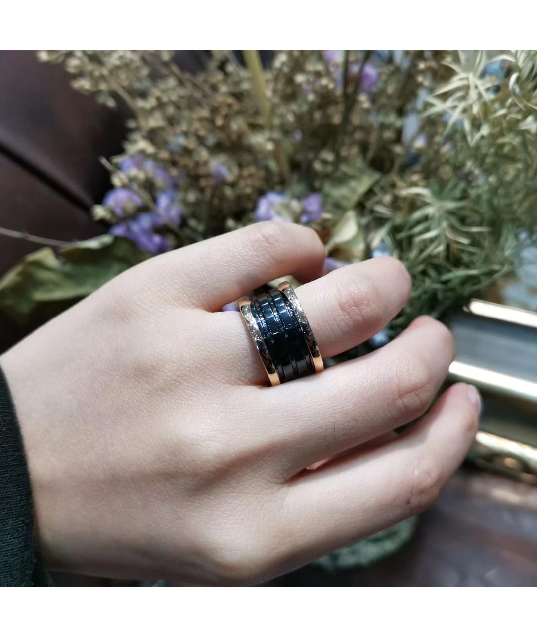 BVLGARI Черное кольцо из розового золота, фото 3