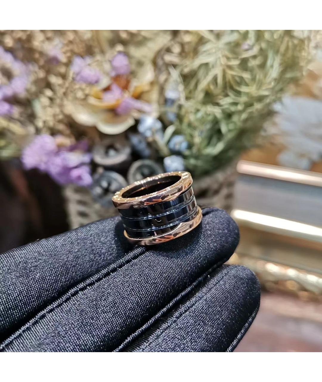 BVLGARI Черное кольцо из розового золота, фото 7