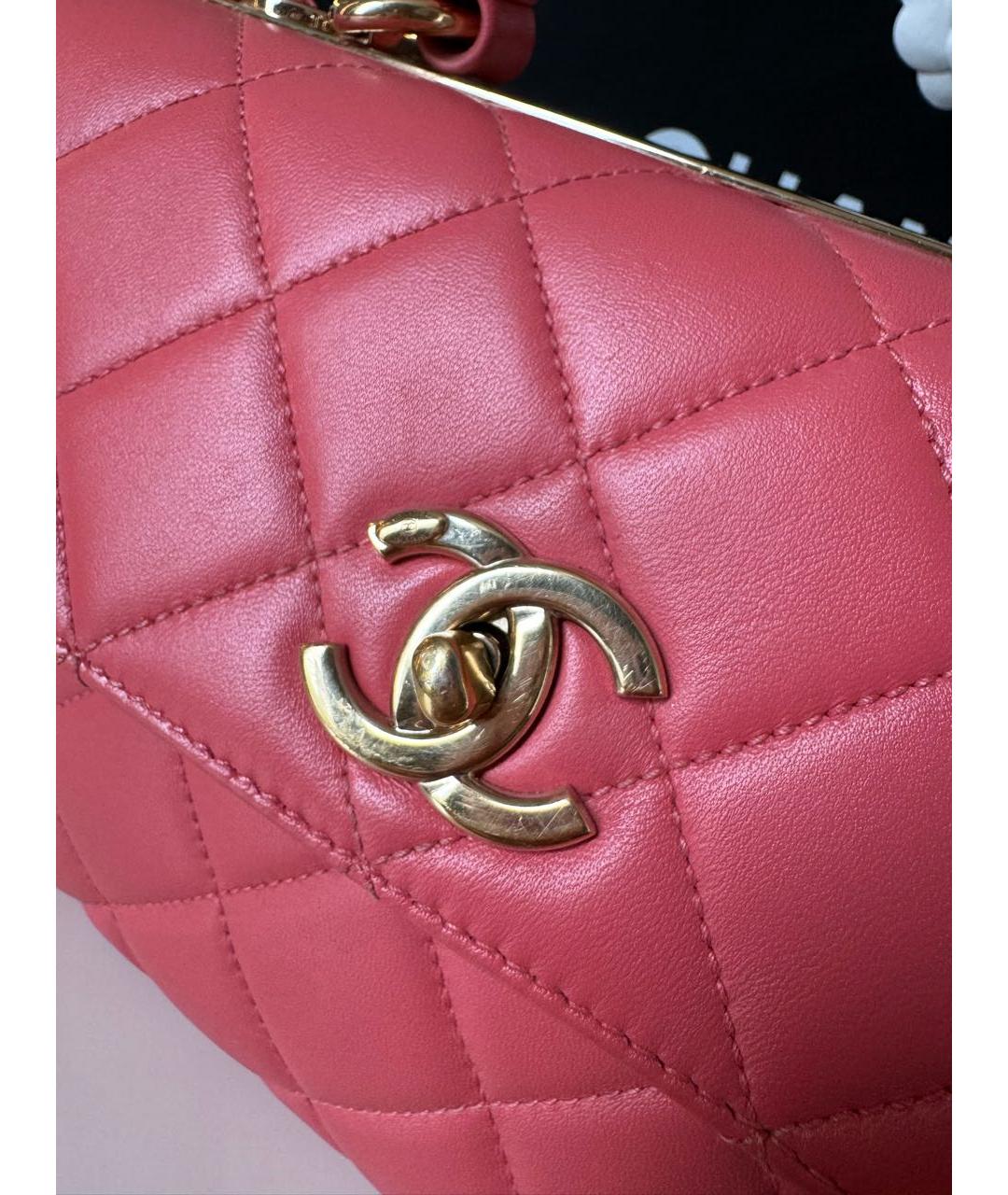 CHANEL Коралловая кожаная сумка через плечо, фото 5