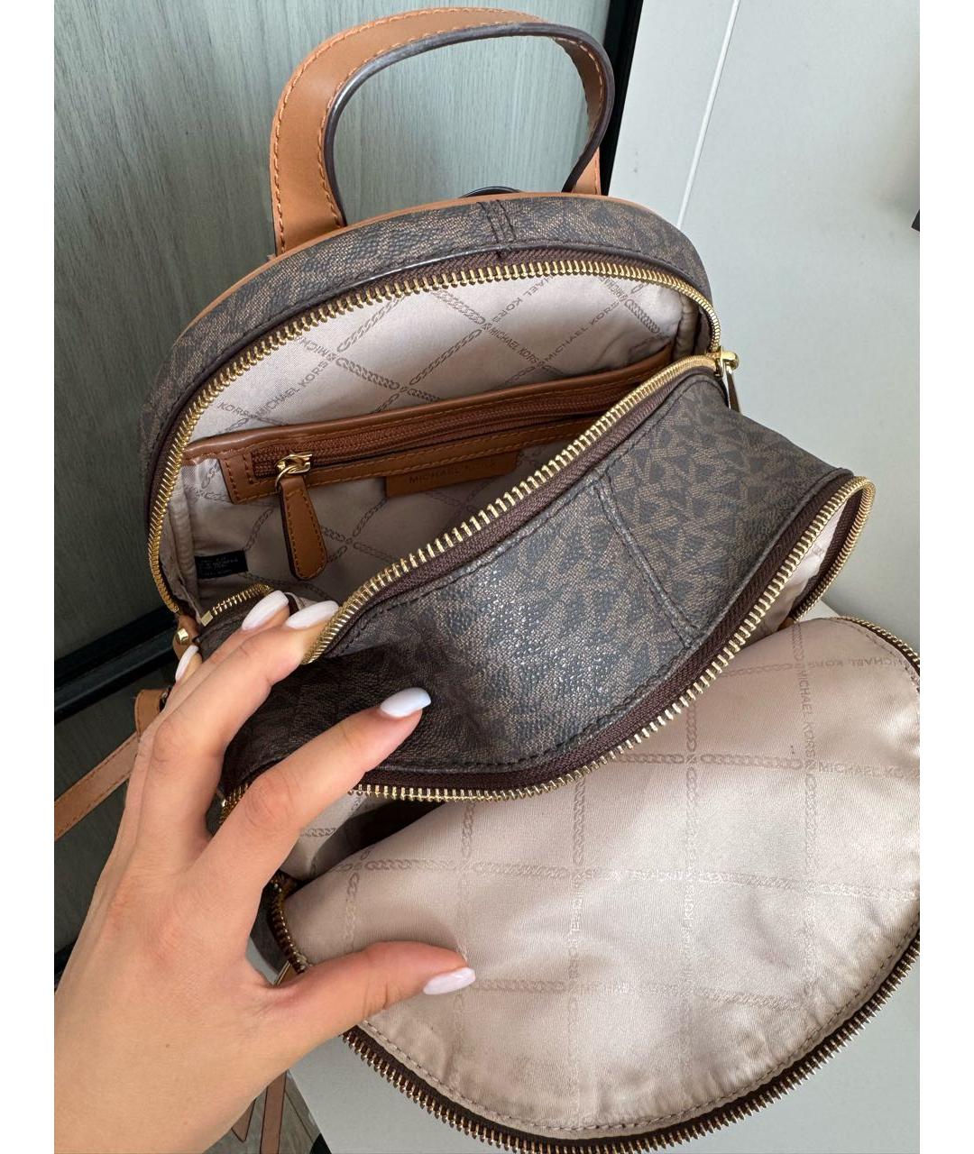 MICHAEL KORS Коричневый рюкзак из искусственной кожи, фото 4