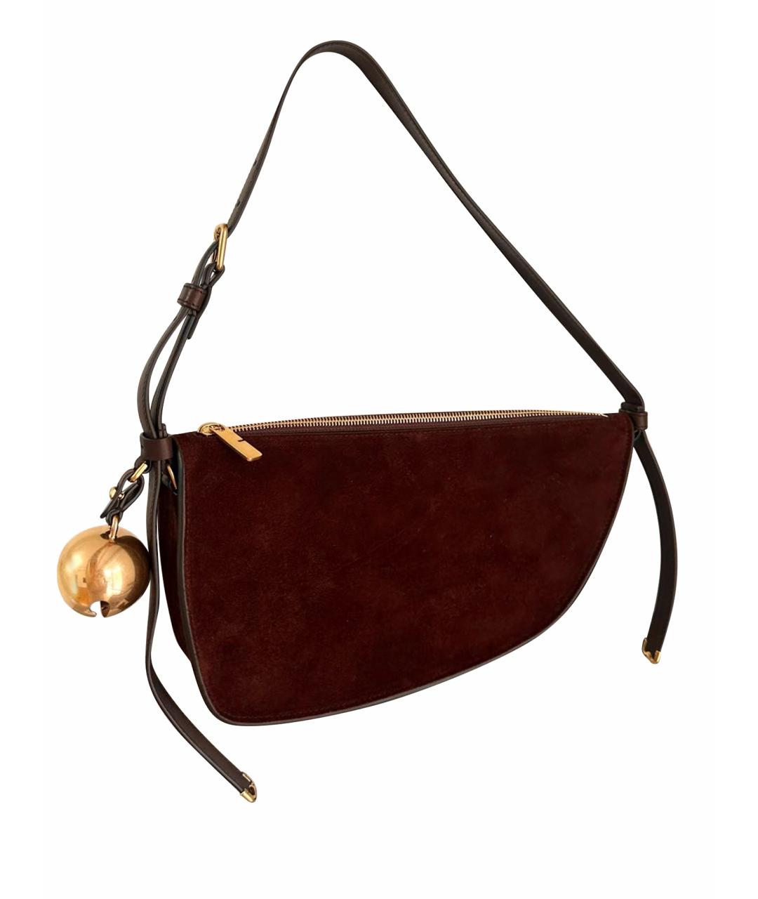 BURBERRY Коричневая замшевая сумка с короткими ручками, фото 1