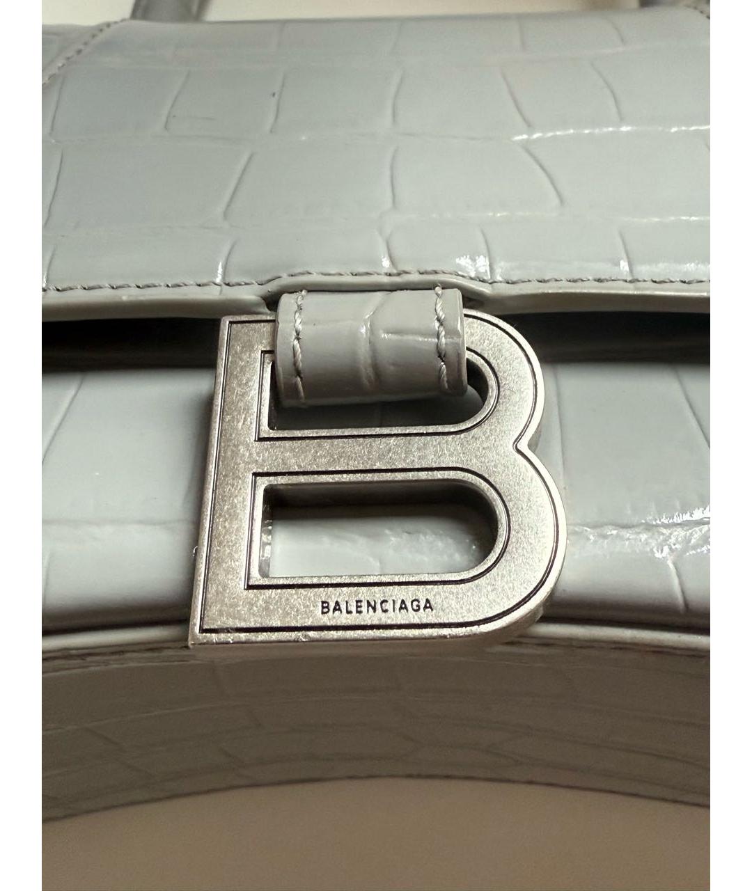 BALENCIAGA Антрацитовая сумка с короткими ручками из лакированной кожи, фото 3