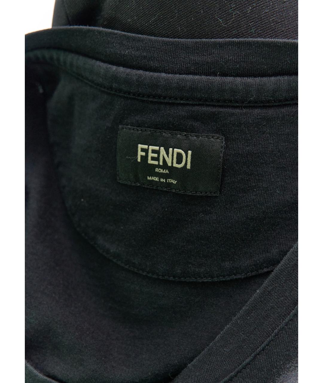 FENDI Черная хлопковая футболка, фото 3