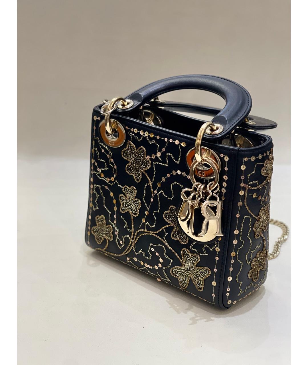 CHRISTIAN DIOR Черная кожаная сумка с короткими ручками, фото 8