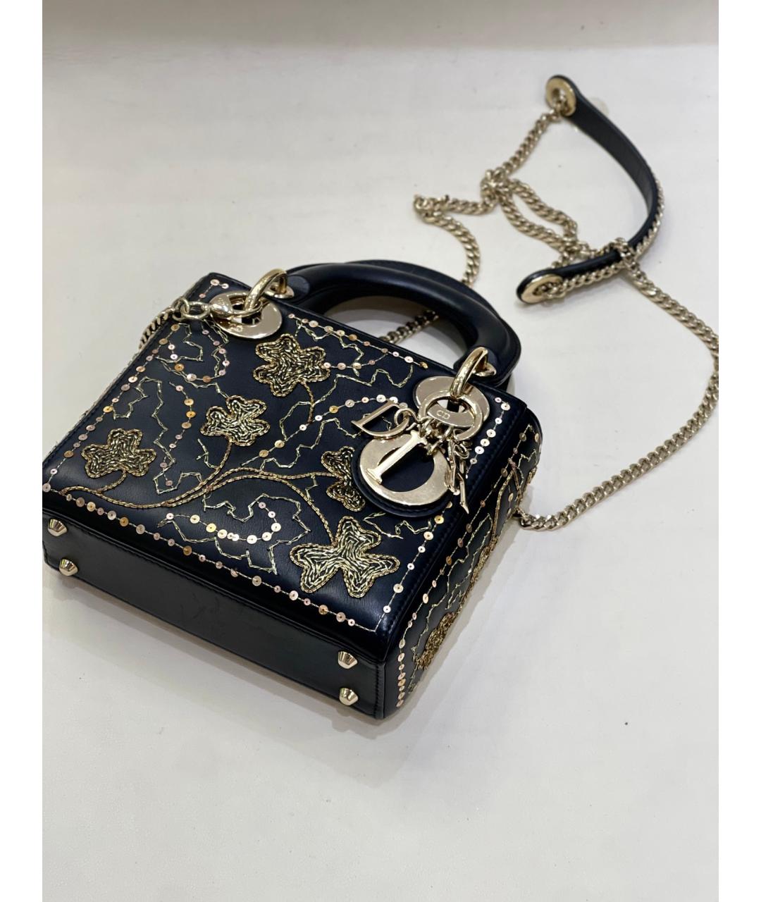 CHRISTIAN DIOR Черная кожаная сумка с короткими ручками, фото 7