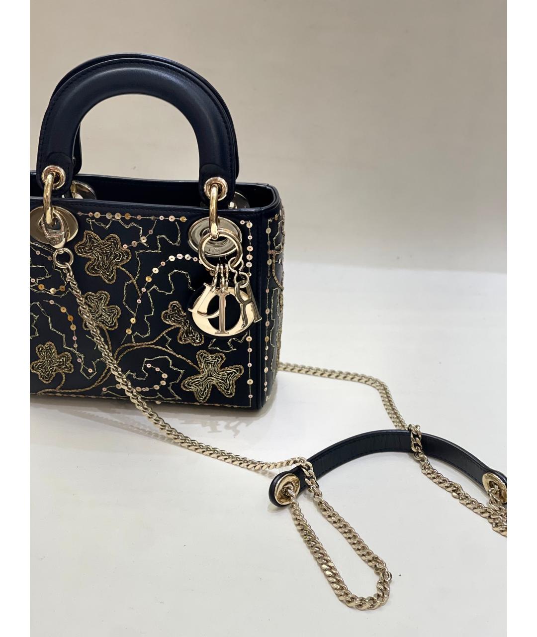 CHRISTIAN DIOR Черная кожаная сумка с короткими ручками, фото 4