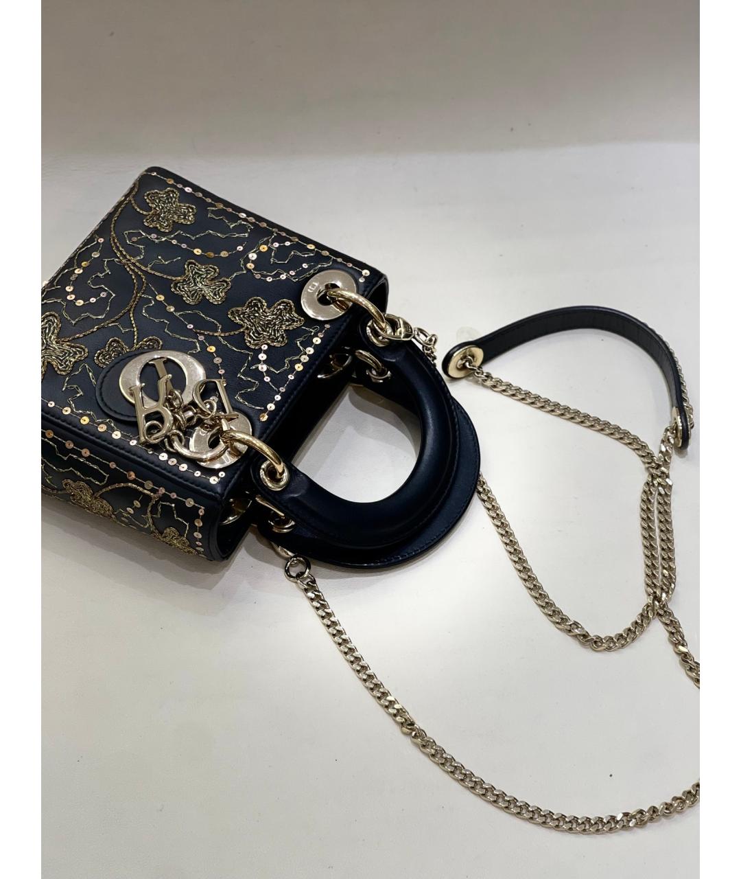 CHRISTIAN DIOR Черная кожаная сумка с короткими ручками, фото 5