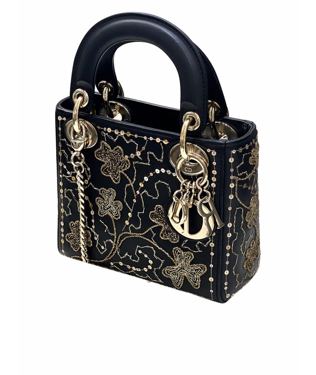 CHRISTIAN DIOR Черная кожаная сумка с короткими ручками, фото 1