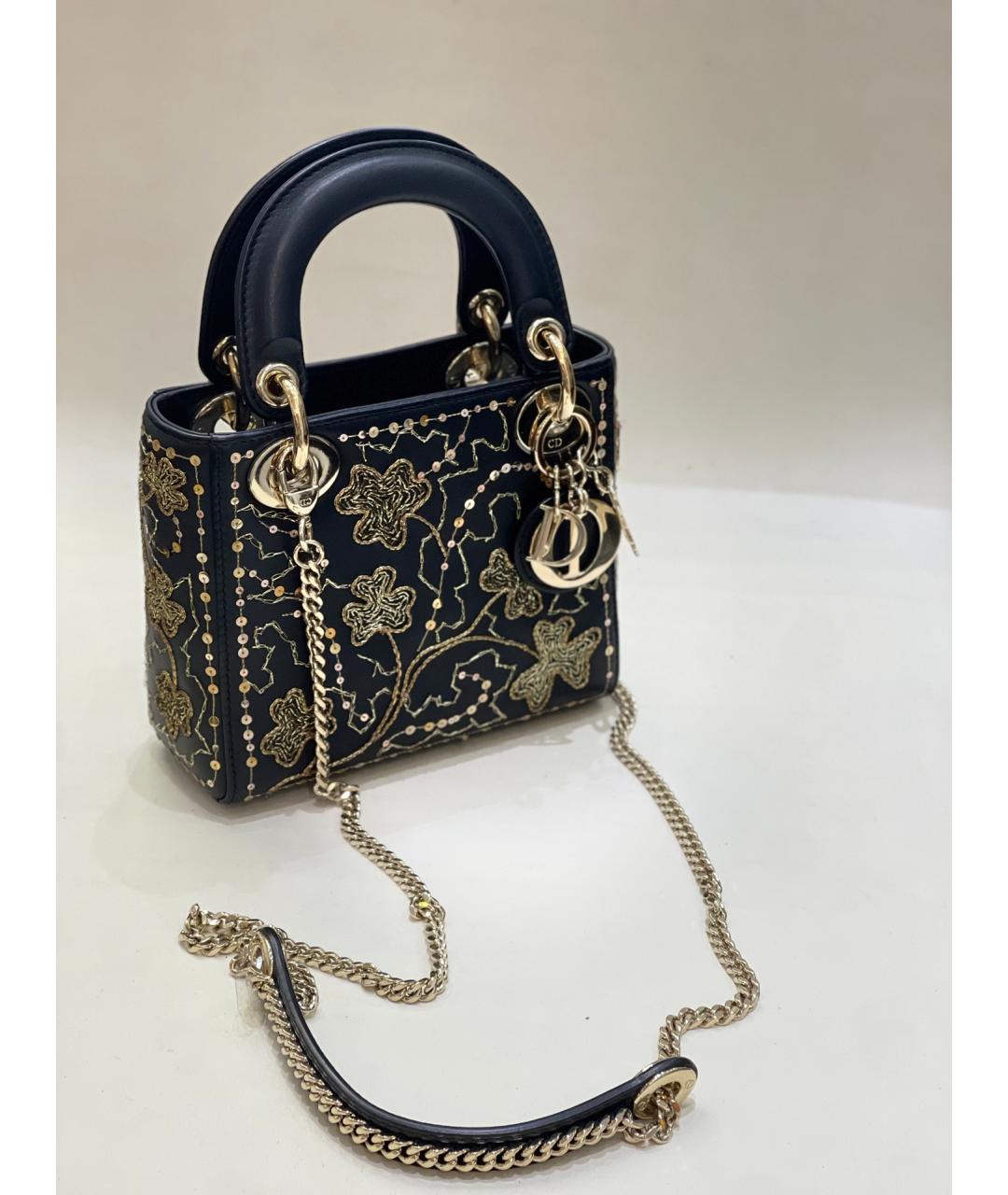 CHRISTIAN DIOR Черная кожаная сумка с короткими ручками, фото 2