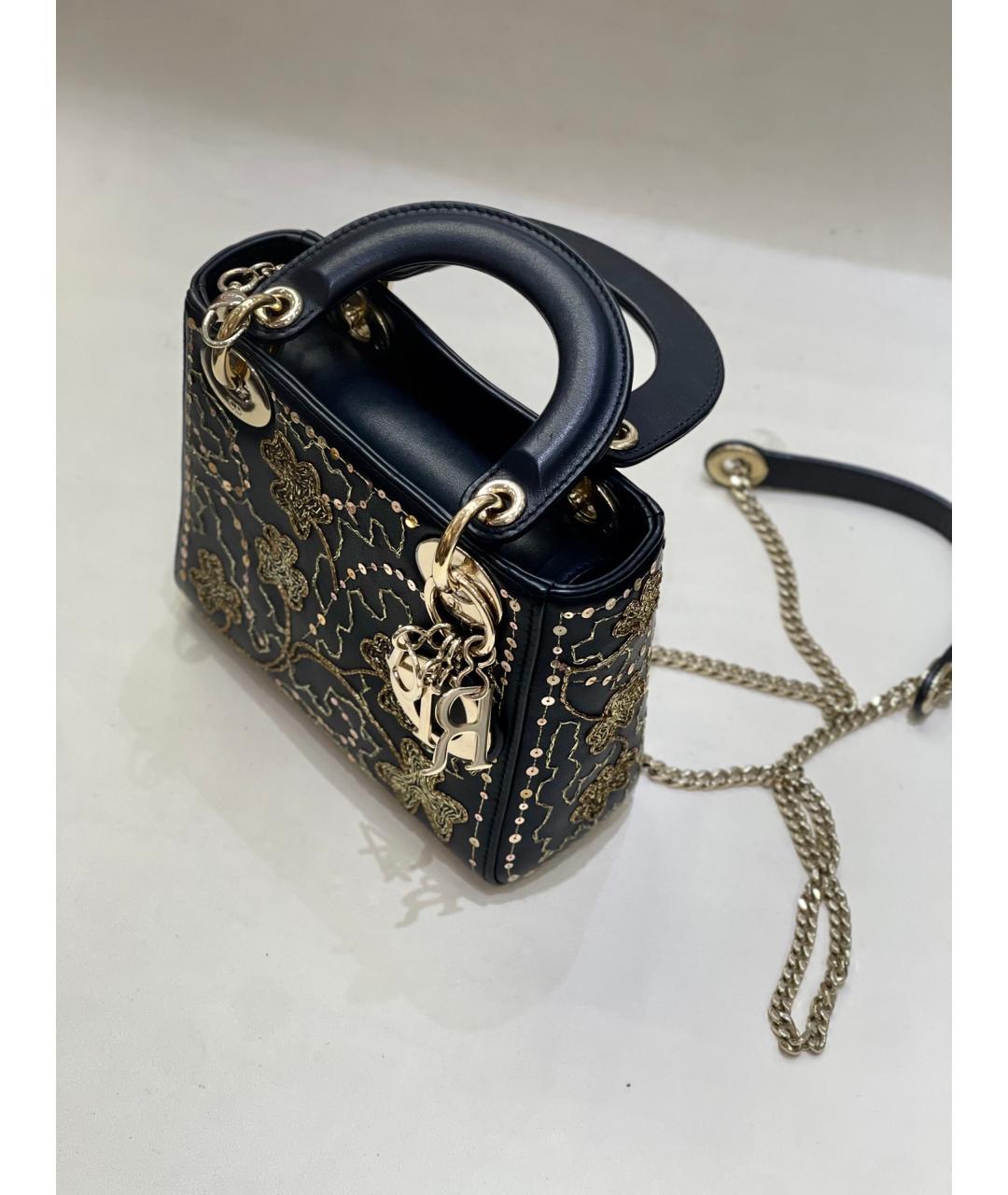 CHRISTIAN DIOR Черная кожаная сумка с короткими ручками, фото 6