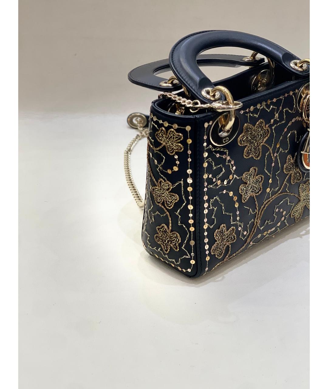 CHRISTIAN DIOR Черная кожаная сумка с короткими ручками, фото 9