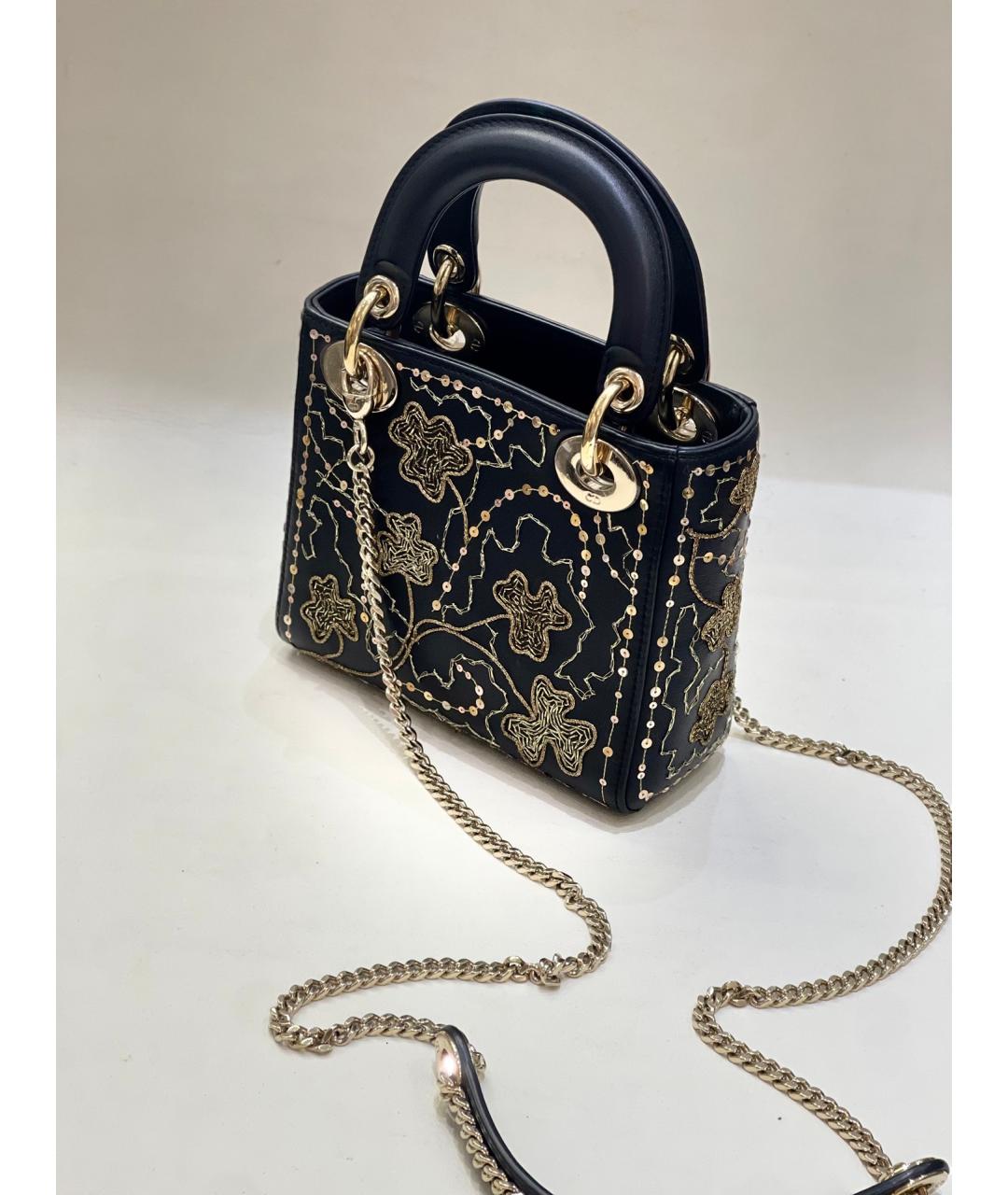 CHRISTIAN DIOR Черная кожаная сумка с короткими ручками, фото 3