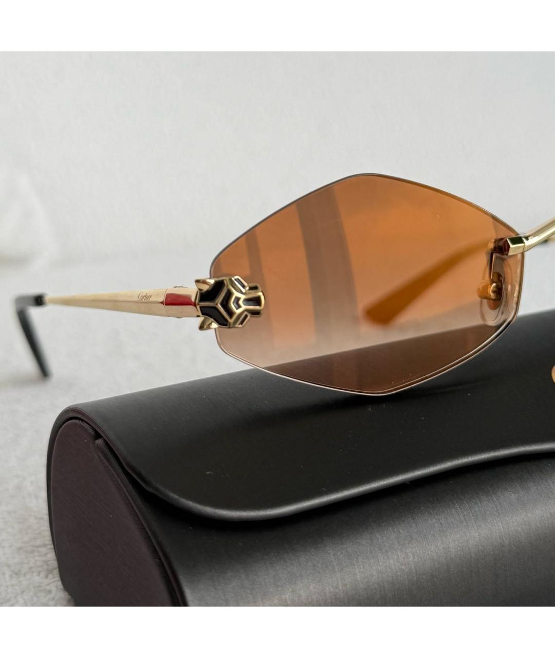 CARTIER Коричневые металлические солнцезащитные очки, фото 3