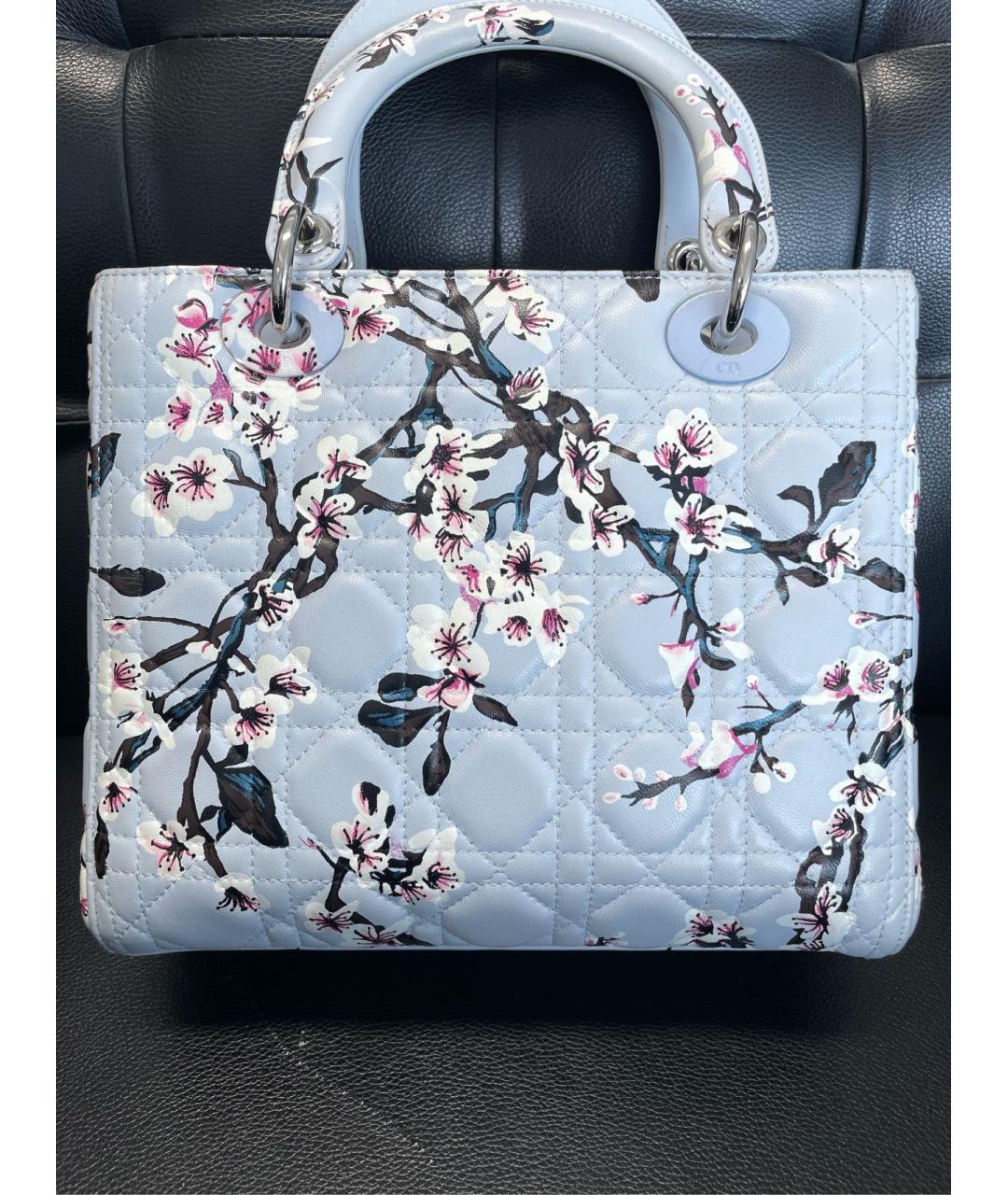 CHRISTIAN DIOR Голубая кожаная сумка с короткими ручками, фото 3