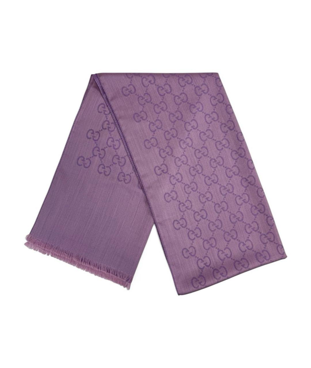 GUCCI Фиолетовый шерстяной шарф, фото 2