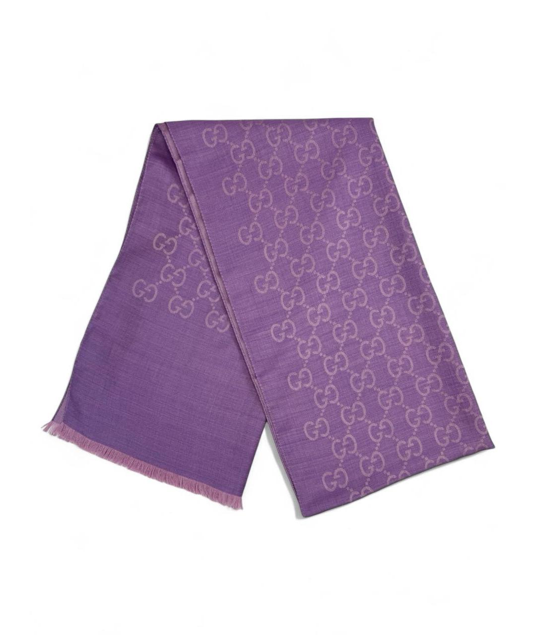 GUCCI Фиолетовый шерстяной шарф, фото 1