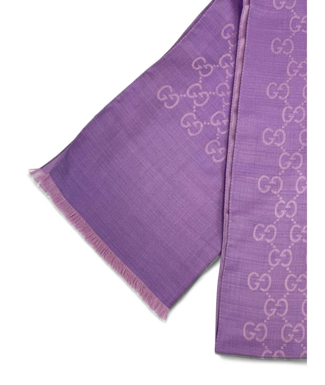 GUCCI Фиолетовый шерстяной шарф, фото 4