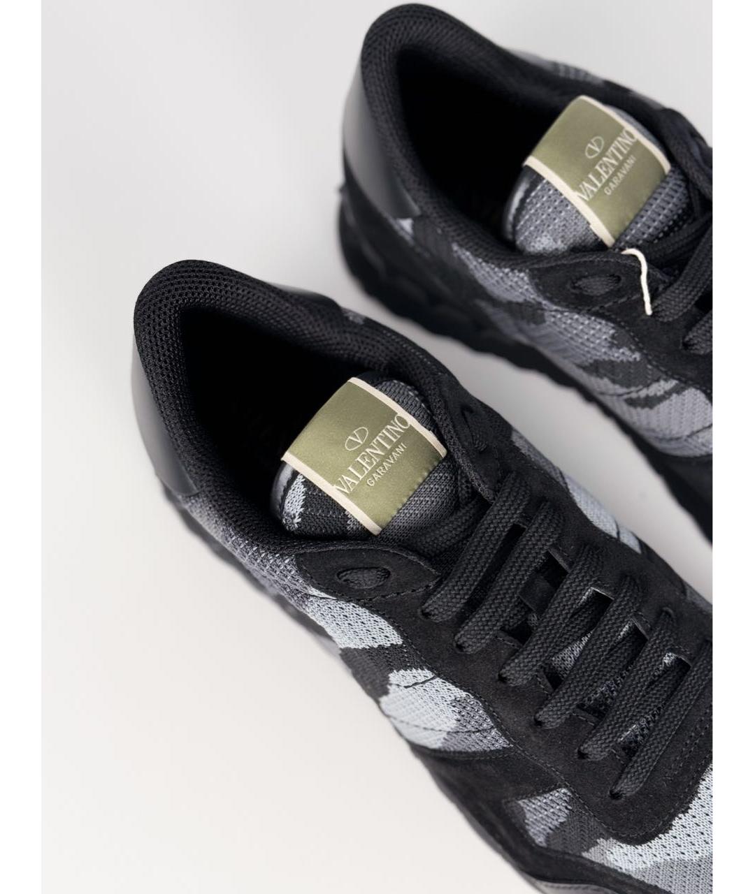 VALENTINO Черные кожаные низкие кроссовки / кеды, фото 5