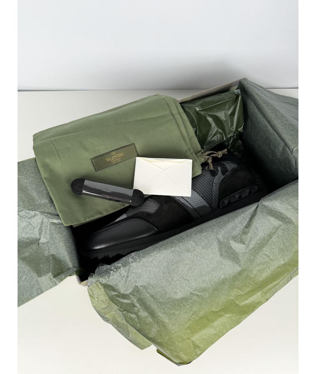 VALENTINO Черные кожаные низкие кроссовки / кеды, фото 6