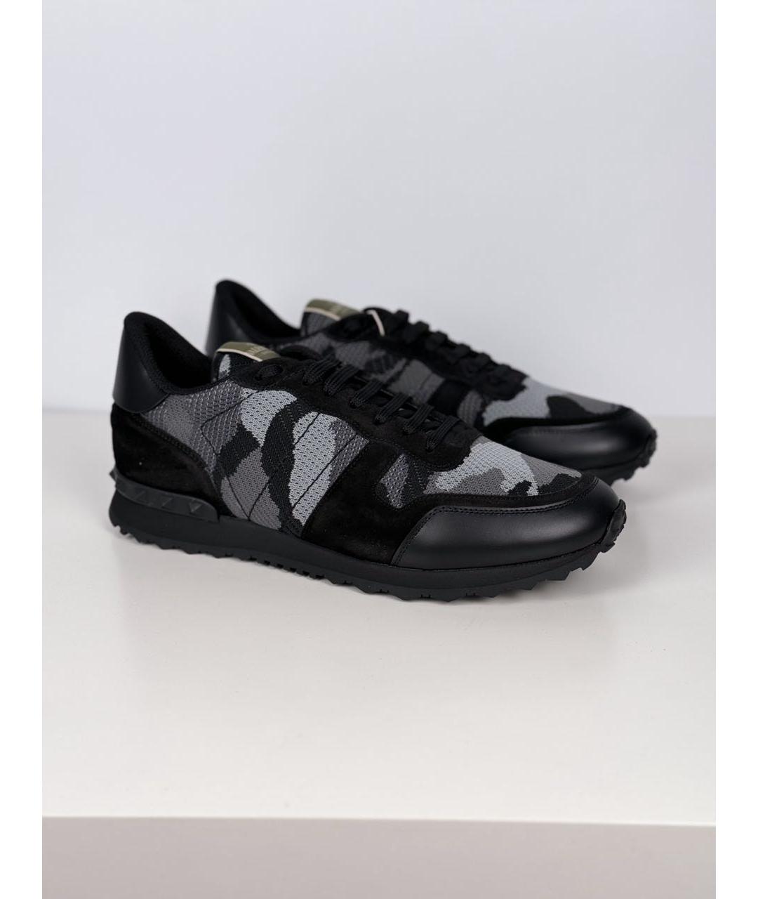 VALENTINO Черные кожаные низкие кроссовки / кеды, фото 3