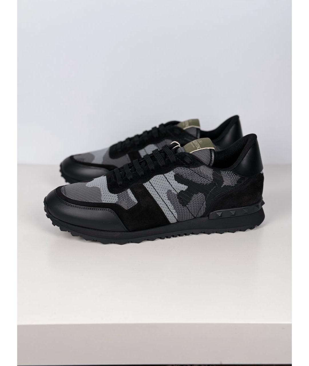 VALENTINO Черные кожаные низкие кроссовки / кеды, фото 9