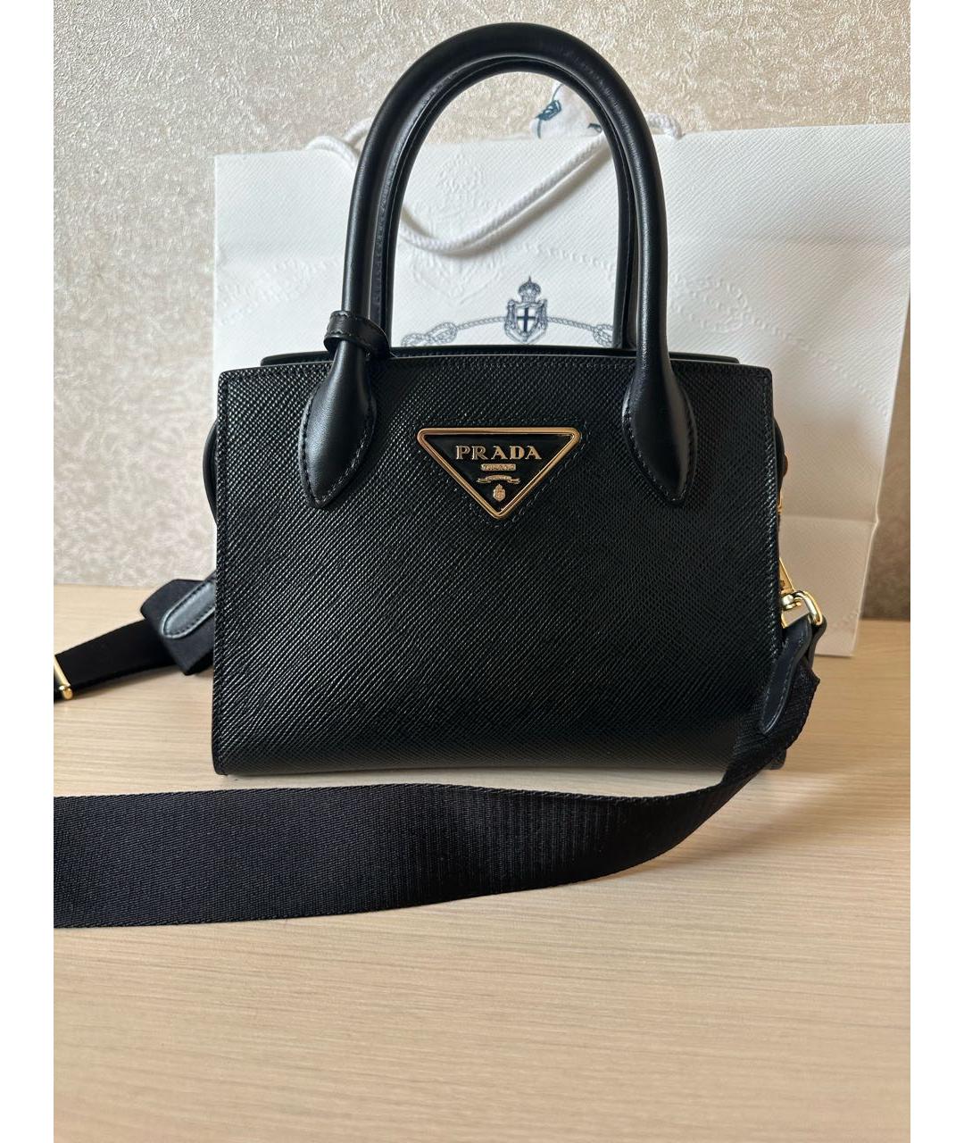 PRADA Черная кожаная сумка с короткими ручками, фото 8