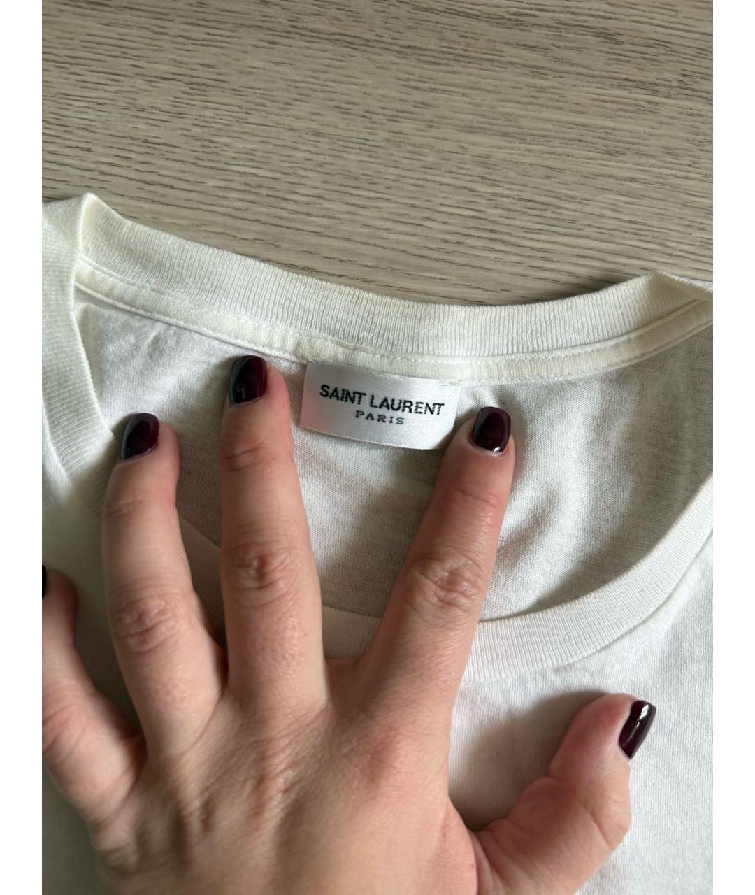 SAINT LAURENT Белая хлопковая футболка, фото 4