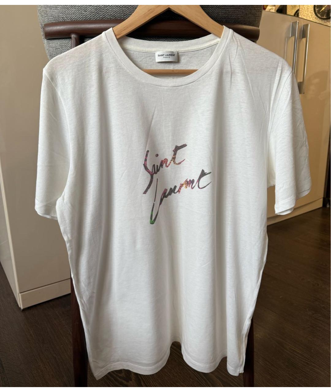 SAINT LAURENT Белая хлопковая футболка, фото 2