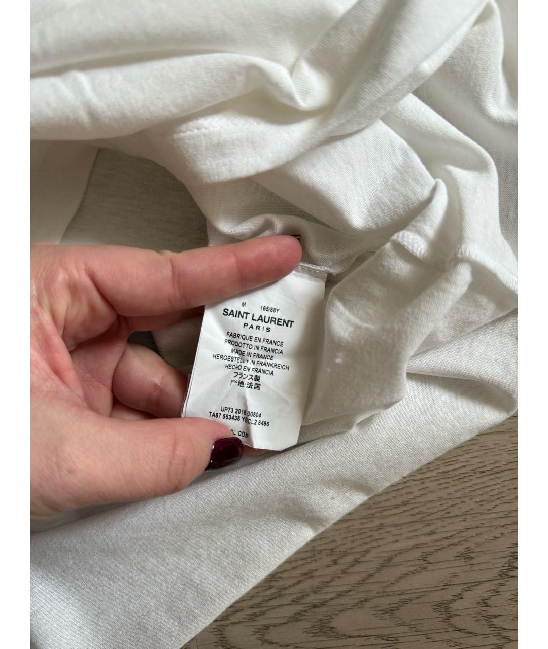 SAINT LAURENT Белая хлопковая футболка, фото 5