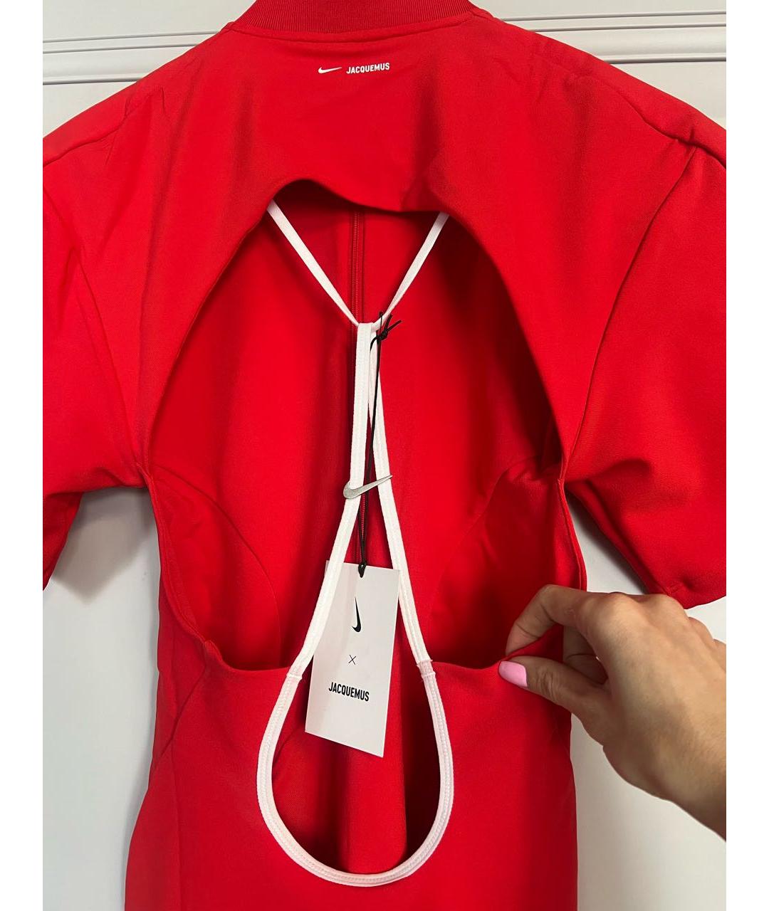 JACQUEMUS Красное полиэстеровое повседневное платье, фото 4