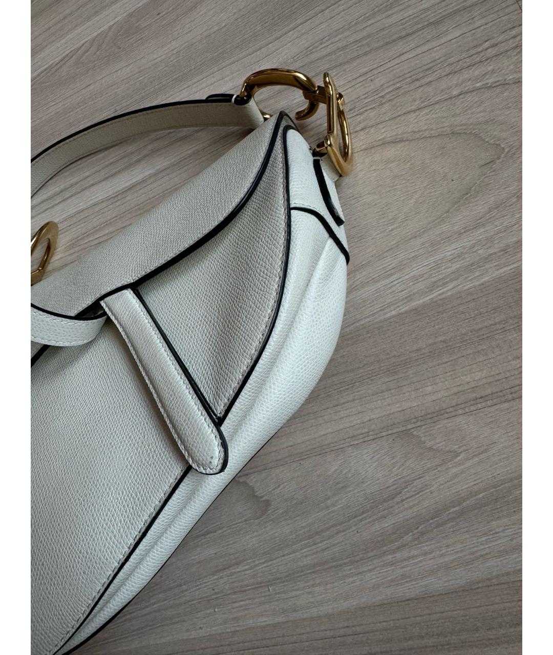 CHRISTIAN DIOR Белая кожаная сумка через плечо, фото 5